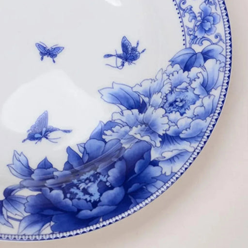 Assiette de table traditionnelle chinoise en céramique bleue et blanche