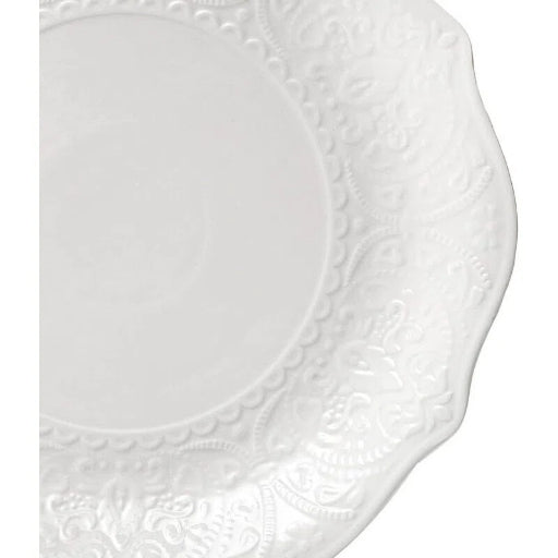 Assiette plate en céramique blanche gaufrée