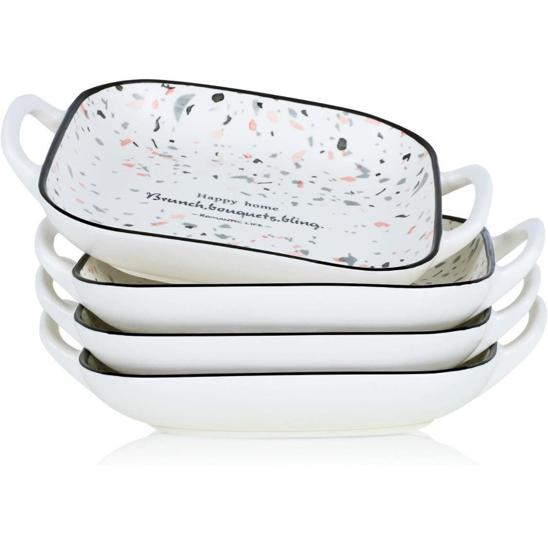 Plat de cuisson au design terrazzo avec poignées