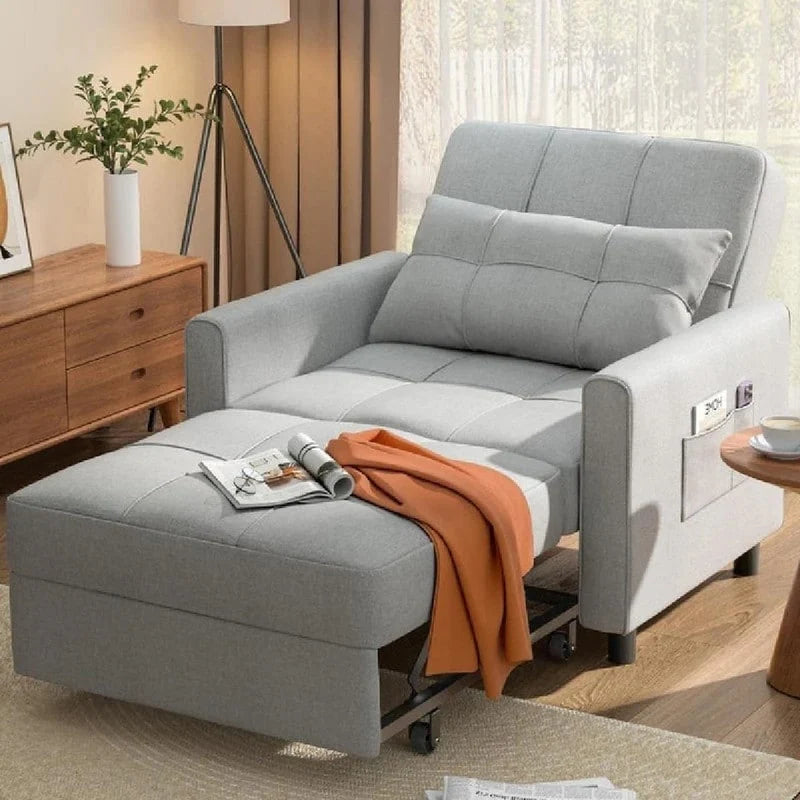 3-in-1 Adjustable Sleeper Sofa Bed, Pull Out Chair Sofa, Convertible Folding Bed for Living Room